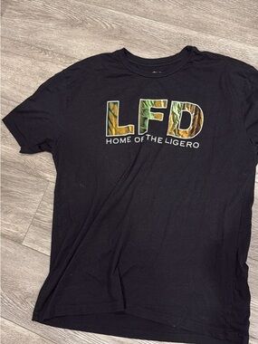 LF Black Short-Sleeve Tee with Green/Brown Camo LFD Logo